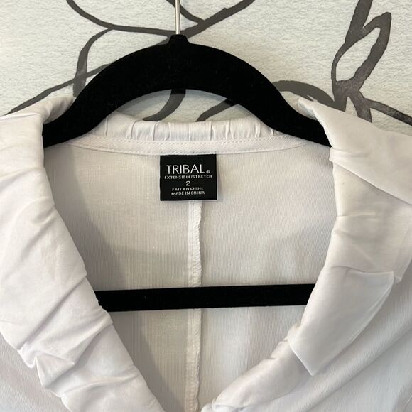 Tribal White Long Sleeve Dress Shirt Button Up Blouse Women's Size 2 Classic - Picture 3 of 5